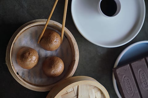 Dark chocolate and hazelnut bao
