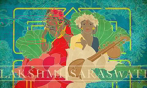 Lakshmi and Saraswati