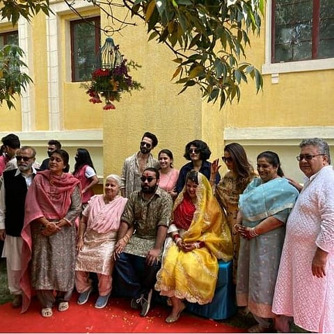 A picture from Sanah and Mayank's haldi celebrations