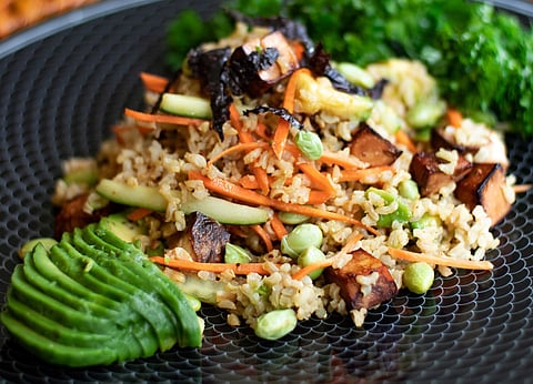_Brown rice sushi salad with tofu by For_kandknife