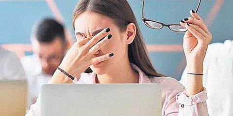 Avoid prolonged contact with computer and phone screens. Representational image