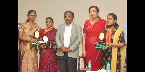 The three women were felicitated on Tuesday at University of Madras