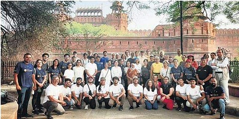 Balakrishnan and her team at Red Fort
