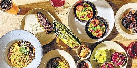 An assortment of food and drinks at Noon