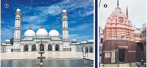 Various monuments chronicled by Tawarikh Khwani’s team (1) Jama Masjid, Pilibhit, Uttar Pradesh; (2) Old Naath Temple, Bareilly