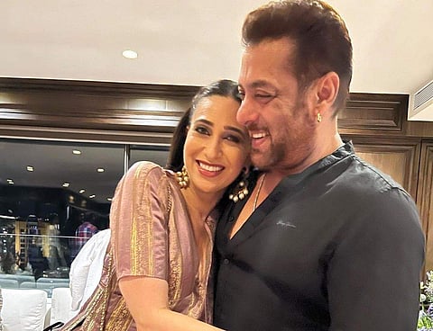 Karishma Kapoor with her best friend, Salman Khan at the Eid party