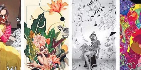 (1 & 3) Photographs doodled on by Yasha Shrivastava; (2 & 4) works by the artist. Photo | yasha Shrivastava)