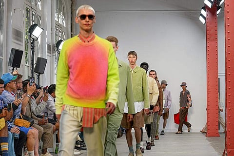 A model sports a design from Paul Smith's Spring Summer 2023 collection