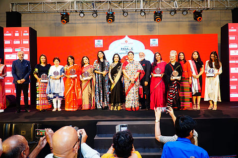 2019 Devi winners on stage with union minister Smriti Irani