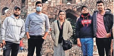 Attendees at a walk organised by the group at (right) Purana Qila