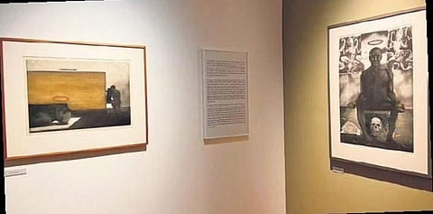 Images (topmost) of the artworks on display at the Kiran Nadar Museum of Art, Saket; (remaining) artworks by Anupam Sud