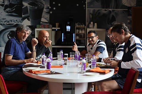 Players having lunch
