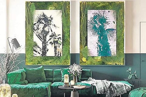 Shades of green on a furniture piece