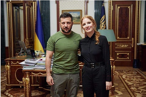 Jessica with President Volodymyr Zelenskyy