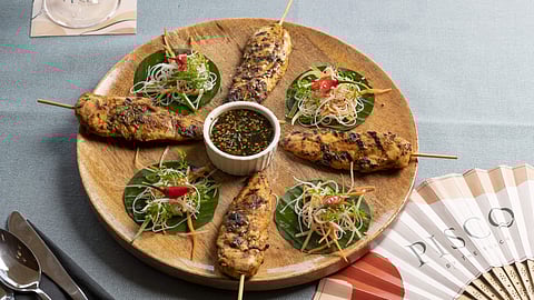 Charcoal cooked Tropical Chicken satay at Pisco by the beach