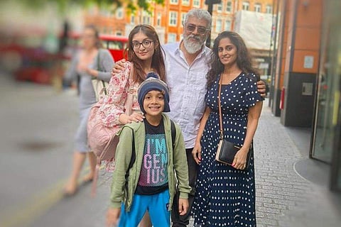 Ajith Kumar with his family in London