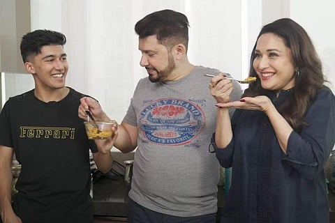 Madhuri Dixit with husband Shriram Nene and son Arin