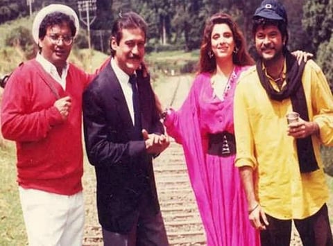 A throwback picture ft. Subhash Ghai, Jackie Shroff, Dimple Kapadia and Anil Kapoor (L-R)