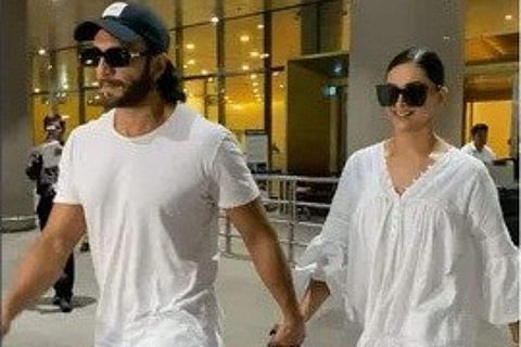 Deepika Padukone, Ranveer Singh twin in white as they get spotted at the airport [PICS]