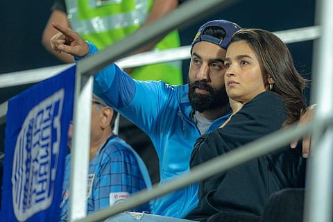 Ranbir Kapoor and Alia Bhatt at the Mumbai City FC vs Kerala Blasters match on Sunday