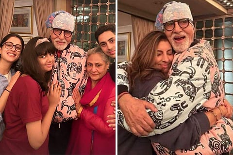 Shutterbugs capture a sweet moment of Aishwarya Rai video calling Abhishek for Big B's birthday