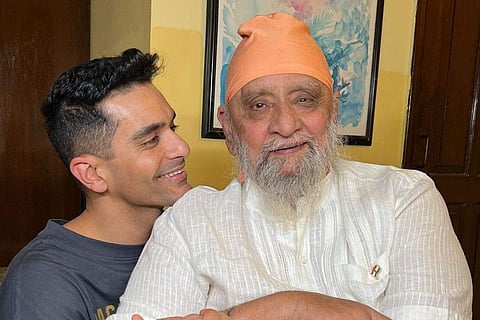 In frame: Angad Bedi with Bishan Singh Bedi