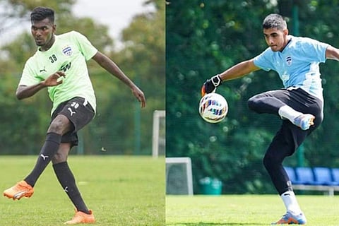 Bengaluru FC forward Sivasakthi Narayanan and goalkeeper-vice captain Gurpreet Singh Sandhu