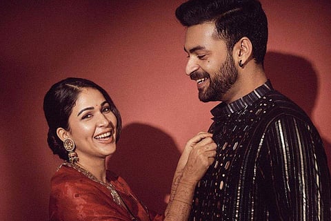 Varun Tej, Lavanya Tripathi radiate elegance in red and black ensembles for Diwali celebrations