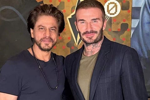 (L-R) Shah Rukh Khan, David Beckham