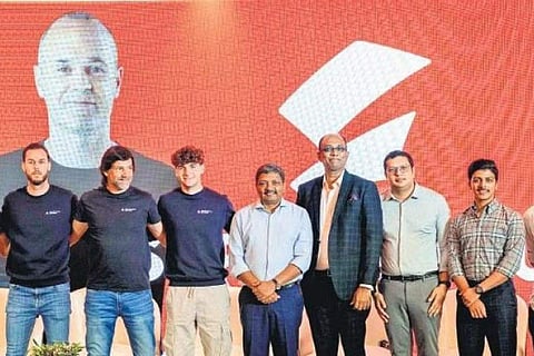 Officials of KFA and Super League Kerala with trainers of Andres Iniesta Scouting academy (in black T-shirts)