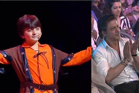 In frame: AbRam Khan (L); Shah Rukh Khan (R)