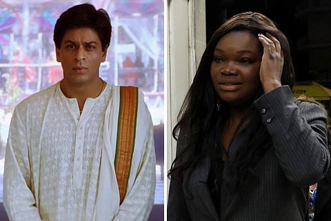 (L)  Still from Devdas, (R) Guslagie Malanda