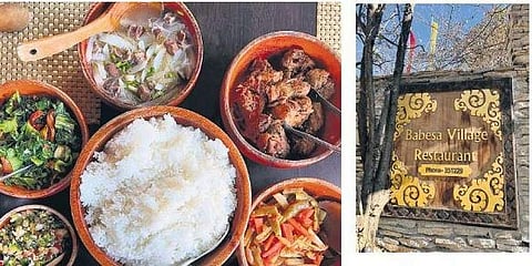 Bhutanese dishes; Babesa signboard