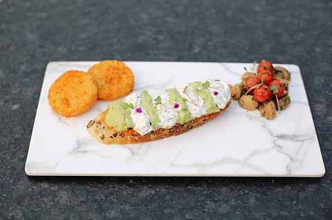 Harissa Avocado Smashed Feta on Multigrain bread