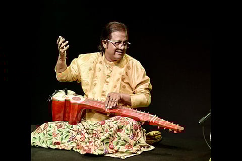 Pt Debashish Bhattacharya with the Pushpa Veena