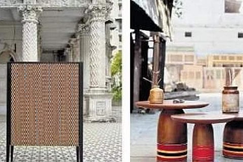 Bar cabinet from the Jadeli collection and tables from the Laakh collection