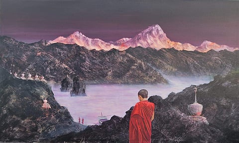 Enlightened, KK Gandhi, acrylic on canvas