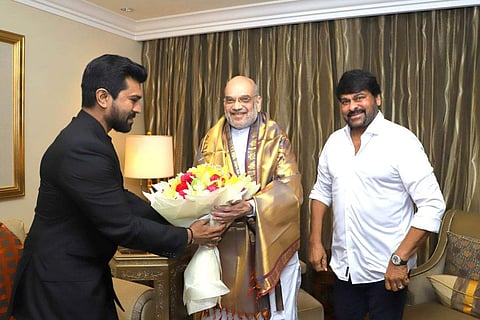 Ram Charan, Chiranjeevi meet Home Minister Amit Shah in Delhi after historic Oscars 2023 win 