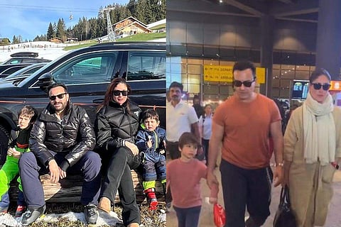 Kareena was seen donning a beige dress which she paired with a white shawl at the airport