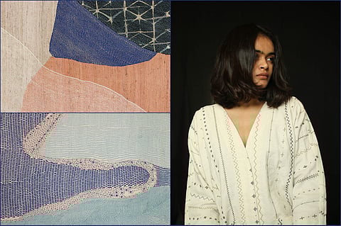 L-R: Artworks by the artist, Brinda