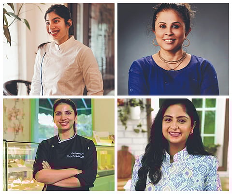 Clockwise: Chefs Adhira Swami, Marina Balakrishnan, Tejasvi Chandela & Neha Deepak Shah