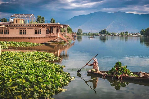 An woman rowing a Shikara (boat) in Srinagar| Image for representational purposes