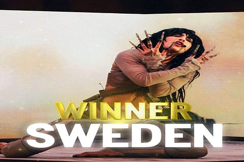 Loreen performed the majority of her three-minute song laying down under a large slab