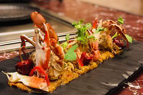 Crab Chettinad, a dish from the menu