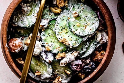Crunchy Cucumber Walnut and Dill Salad