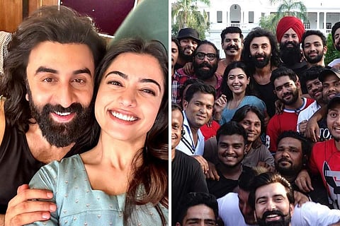 Rashmika poses with Ranbir and 'Animal' team