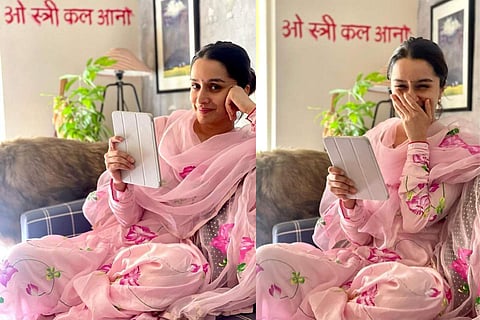 Shraddha Kapoor while she preps for Stree 2. Don't miss the write-up on the wall!