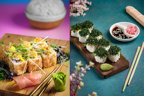 Tempura Sushi and Spinach Curls Maki