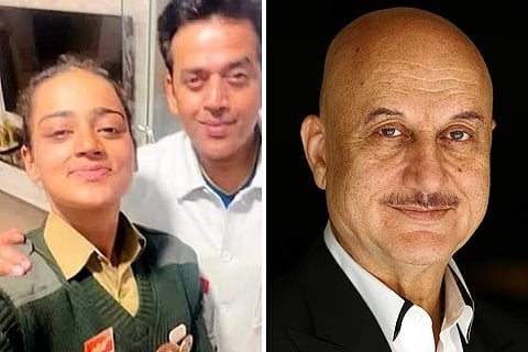 (L-R) Ishita with Ravi, Anupam Kher