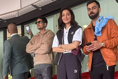 Anushka Sharma with Virat Kohli and Shubman Gill at Wembley Stadium